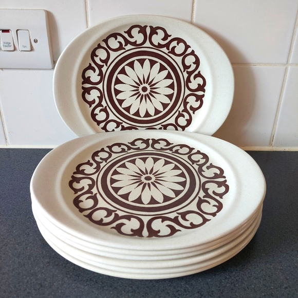 J&G Meakin Other - J&G Meakin Maidstone Hanley Vintage Cream Brown Oval Steak Plates Set Of 7